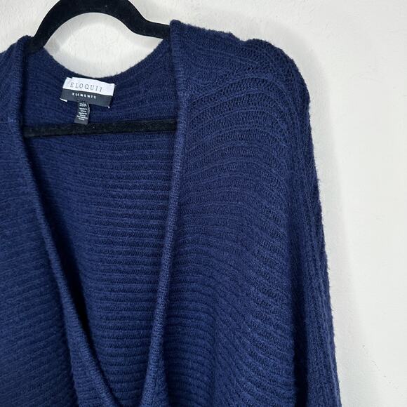 Eloquii Elements Long Dolman Sleeve Rib Knit Wrap Tie Waist Sweater Dress 22 24 - Picture 4 of 14